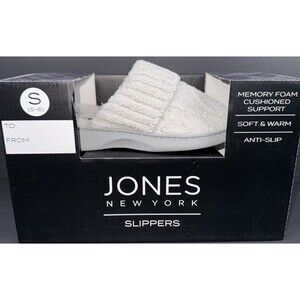 Jones New York Womens Size 5-6 Small Slippers Gray Grey Soft Memory Foam New